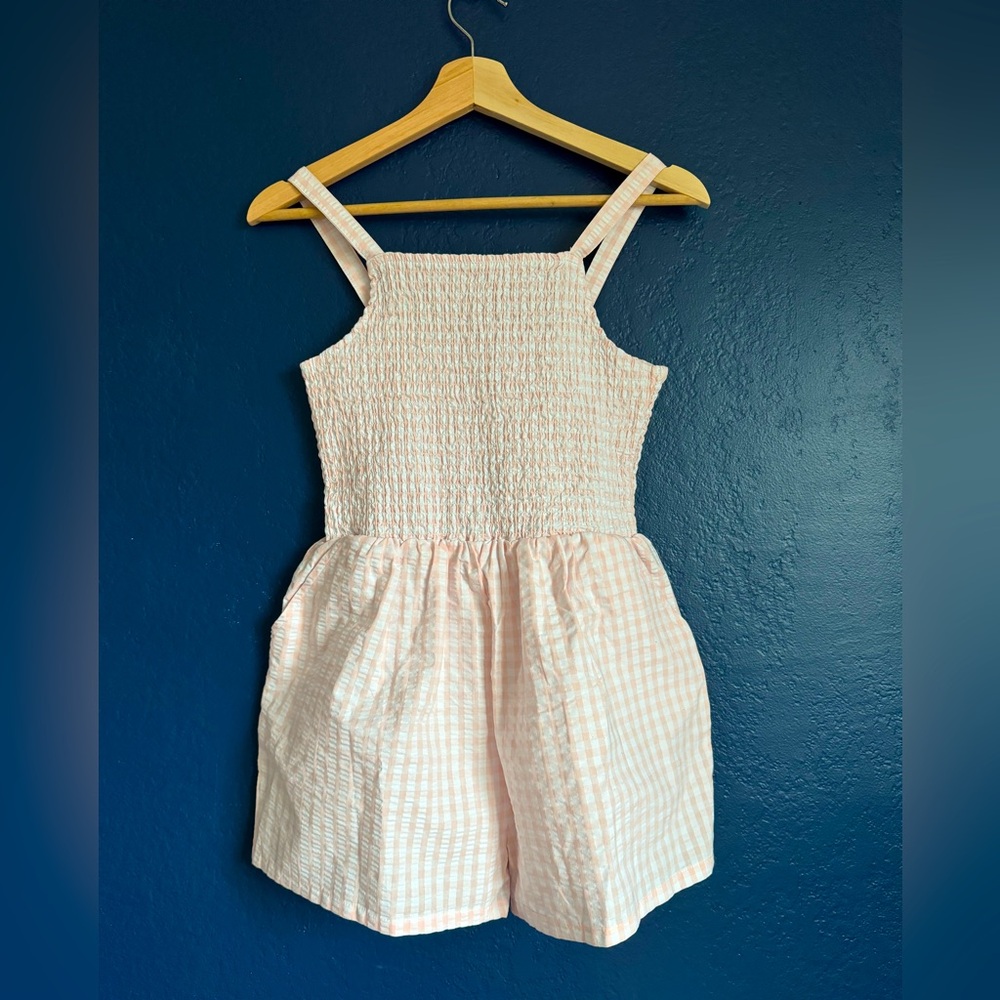 NWT Janie and Jack Teen 16 Mia Smocked Romper Pink Gingham One-Piece Outfit